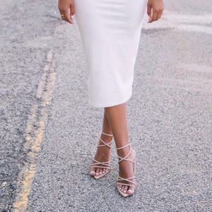 Tan straps heels